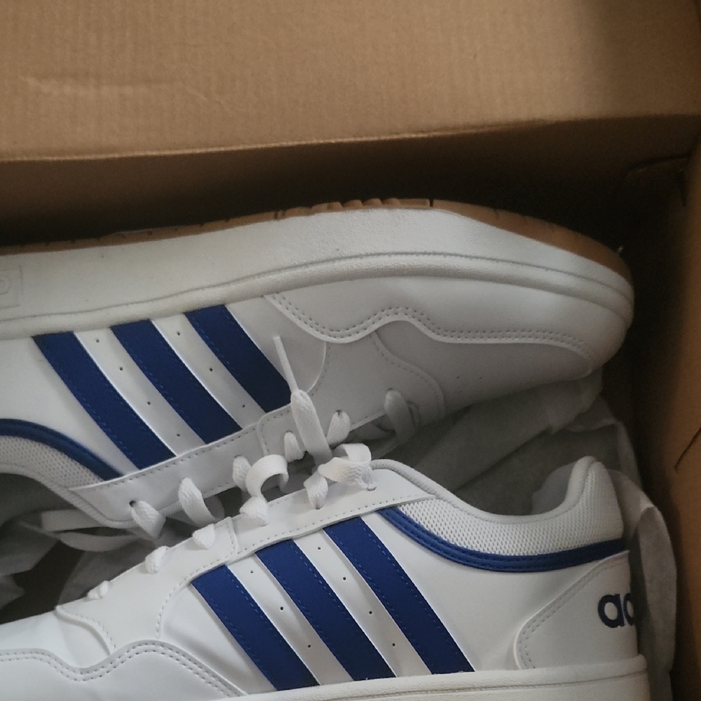 Adidas Hoops 3.0 Men's Shoes - White and Blue - Picture 2 of 6